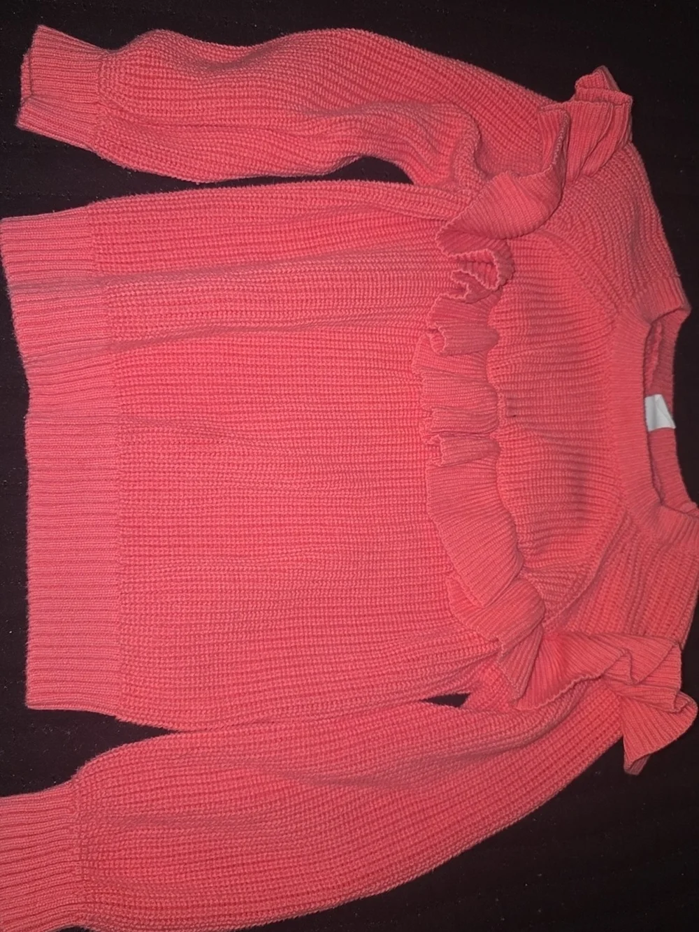 GAP Coral Pink Ruffle Knit Sweater